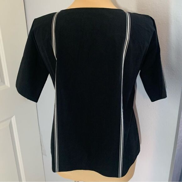 Uniqlo and Lemaire Black Cotton Striped Short Sleeve Top - Picture 5 of 7